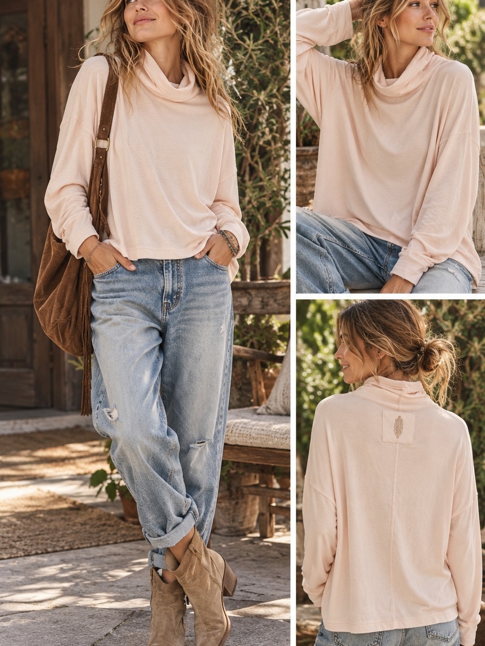 FP Movement by Free People Blush Lightweight Turtleneck Long Sleeve Top